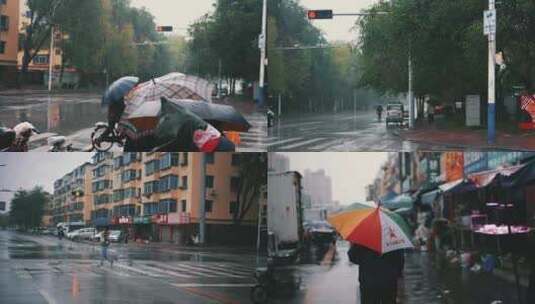 下雨的街头高清在线视频素材下载