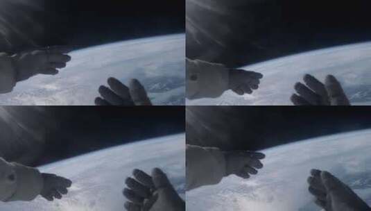 宇航员空间站出舱视角地球高清在线视频素材下载