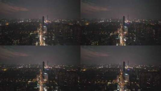 湖南长沙城市晚霞夜幕降临航拍高清在线视频素材下载