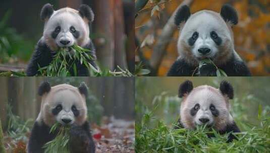 呆萌的大熊猫吃竹子国宝ai素材原创高清在线视频素材下载
