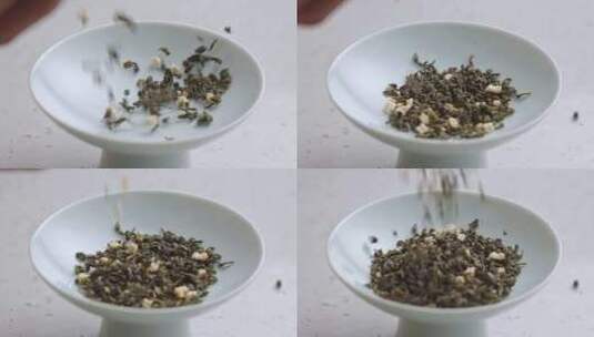 白桃乌龙茶茶叶果茶原材料特写高清在线视频素材下载