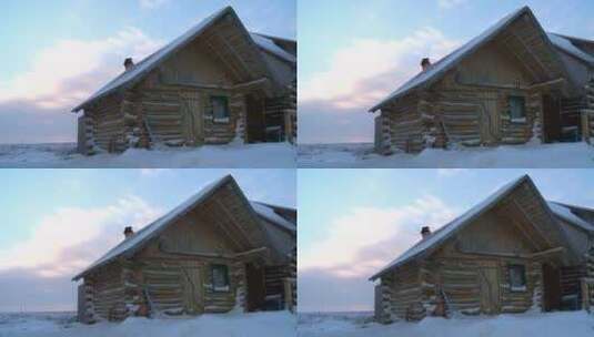 雪地里的小木屋高清在线视频素材下载