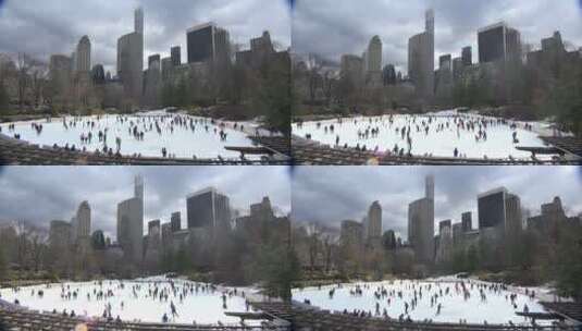 纽约市中央公园的溜冰者高清在线视频素材下载