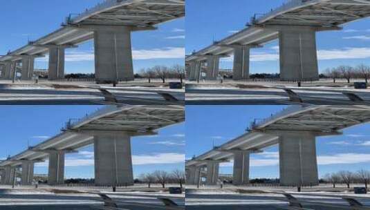 桥下通行的车辆延时摄影高清在线视频素材下载