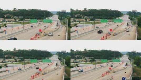 航拍车辆行驶的高速公路高清在线视频素材下载