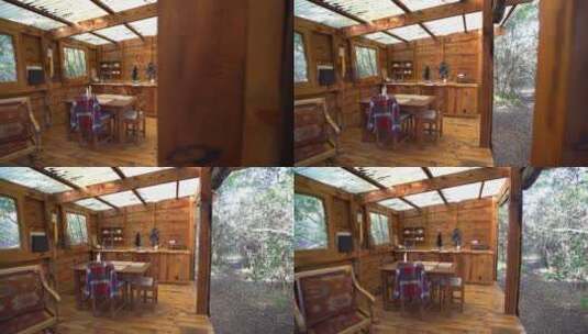 森林里一座木制房子高清在线视频素材下载