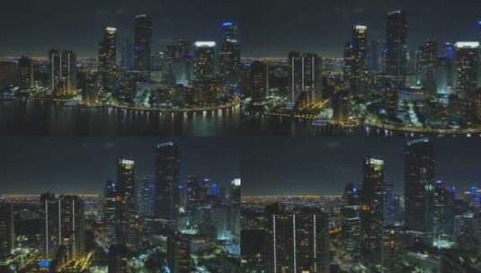 航拍城市中心的夜景高清在线视频素材下载