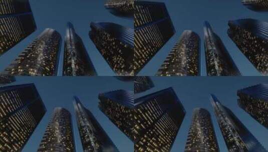夜晚的城市摩天大楼高清在线视频素材下载