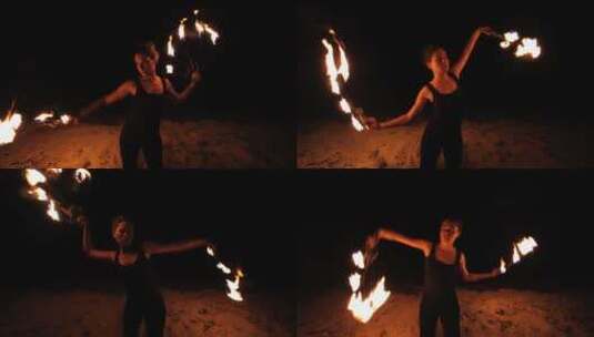 与火共舞的女人高清在线视频素材下载