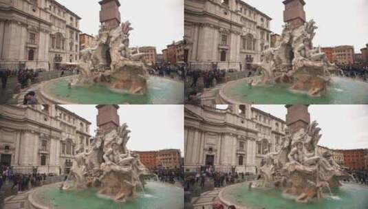 纳沃纳广场喷泉里的雕像高清在线视频素材下载