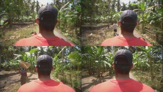 男人骑摩托车穿过丛林高清在线视频素材下载