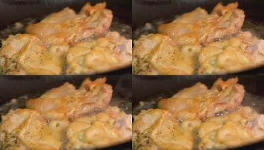 家常菜炸鸡块特写镜头高清在线视频素材下载