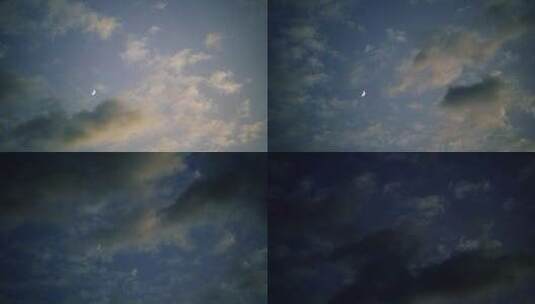 晚上云月亮高清在线视频素材下载