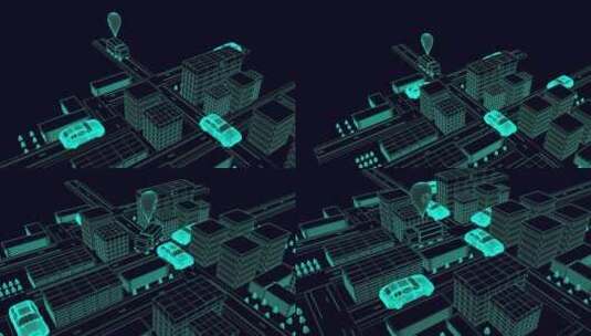 城市车流定位三维概念场景高清在线视频素材下载