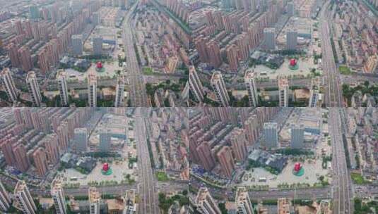 辽宁沈阳铁西区重型文化广场交通马路航拍高清在线视频素材下载