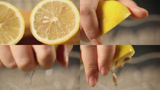 【镜头合集】切柠檬挤柠檬汁高清在线视频素材下载