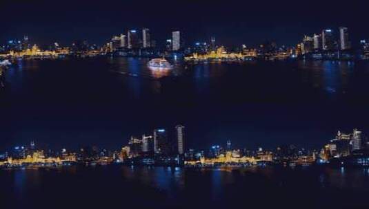 上海外滩夜景航拍风光高清在线视频素材下载