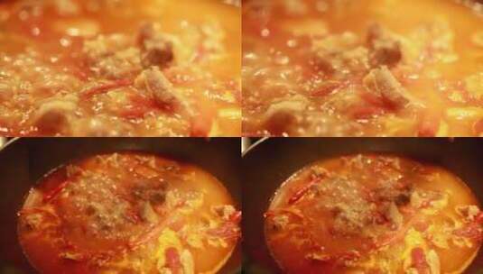 【镜头合集】红汤牛肉锅番茄牛腩制作高清在线视频素材下载