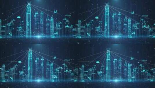 5g网络全息城市建筑背景高清在线视频素材下载