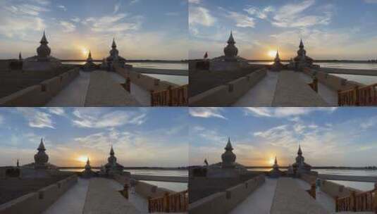 内蒙古额济纳黑水古城日落延时摄影高清在线视频素材下载