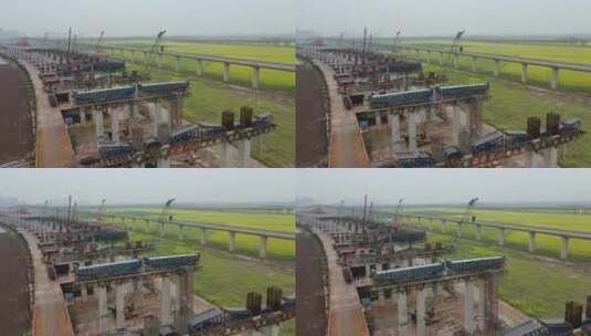 航拍武汉高架桥建设高清在线视频素材下载