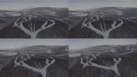 鸟瞰滑雪场全貌4K航拍素材高清在线视频素材下载