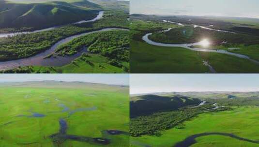 内蒙古呼伦贝尔大草原航拍额尔古纳湿地公园高清在线视频素材下载