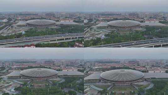 上海南站傍晚航拍空镜高清在线视频素材下载