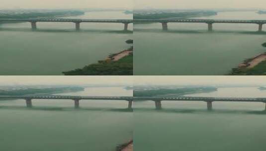 湖南衡阳东洲岛风雨桥竖屏航拍高清在线视频素材下载