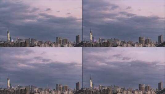 日落晚霞下的南京紫峰大厦高清在线视频素材下载