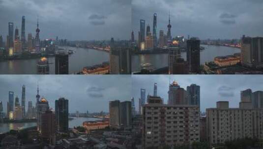 上海黄浦江阴天航拍高清在线视频素材下载