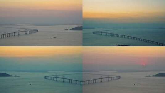 南澳跨海大桥日出日落高清在线视频素材下载