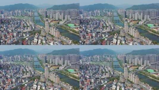 杭州临安区苕溪两岸城市风貌城市风光高清在线视频素材下载