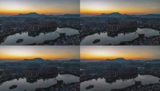 广西贵港城市日转夜航拍延时高清在线视频素材下载