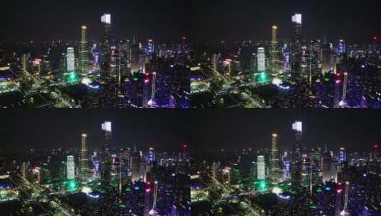 广东省广州市天河CBD夜景航拍高清在线视频素材下载