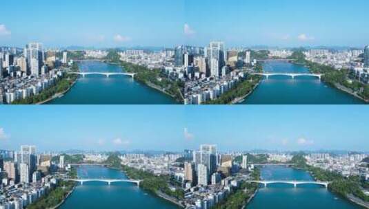 柳州市区市容市貌城市风景柳江风光航拍高清在线视频素材下载