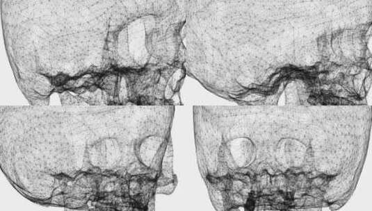 旋转的未来线框头骨特写高清在线视频素材下载