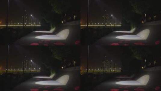 公园夜景灯光装饰亮化高清在线视频素材下载