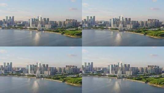 深圳市宝安区湾区之光摩天轮航拍高清在线视频素材下载