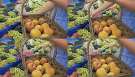 从市场上买水果和蔬菜高清在线视频素材下载