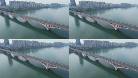 航拍广西柳州壶东大桥高清在线视频素材下载