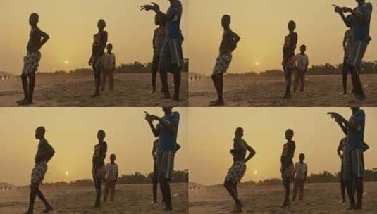 黑人男孩在海滩玩高清在线视频素材下载