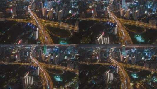 上海延安西路立交夜景延时高清在线视频素材下载