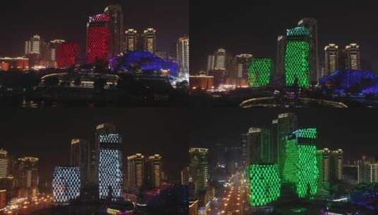 柳州地王大厦夜景航拍高清在线视频素材下载