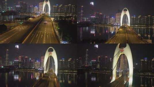 广州疫情下的无人猎德大桥高清在线视频素材下载
