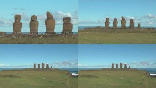 复活节岛的雕塑高清在线视频素材下载