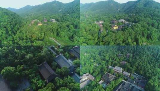 4K航拍杭州飞来峰灵隐寺江南寺院建筑高清在线视频素材下载