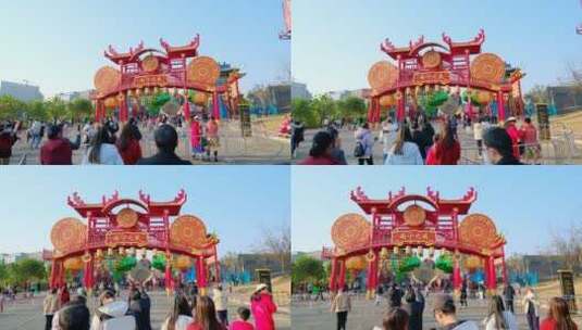 春节热闹的步行街逛街元宵节闹元宵高清在线视频素材下载