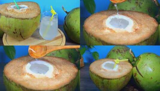海南椰青 带皮椰子 椰汁高清在线视频素材下载