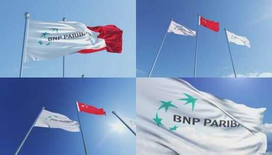 法国巴黎银行旗帜高清在线视频素材下载